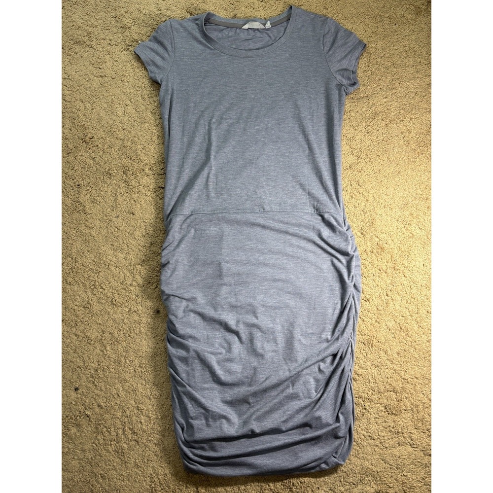 Athleta Topanga Ruched T-shirt Dress Women Medium Gray Soft Athleisure Casual
